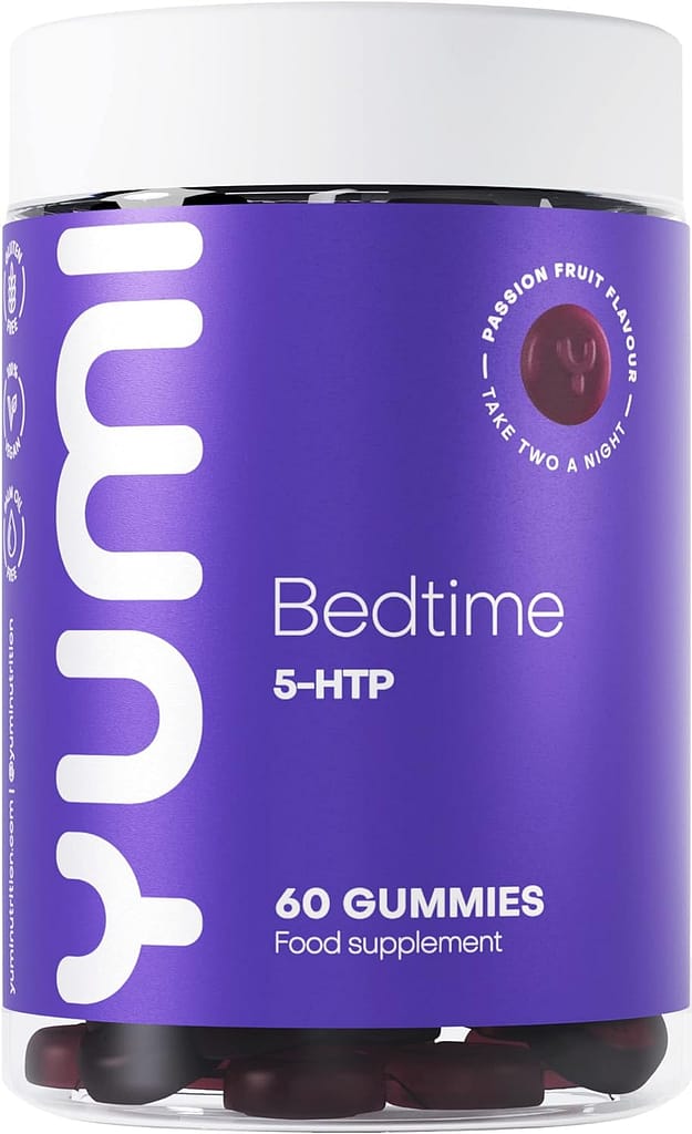 5HTP Bedtime Gummies x 60 | High Stength100mg Natural Melatonin Sources | Griffonia Extract Sleep Gummies | Vegan | Gluten-Free | Chewable Melatonin Alternative | Passion Fruit Flavour |